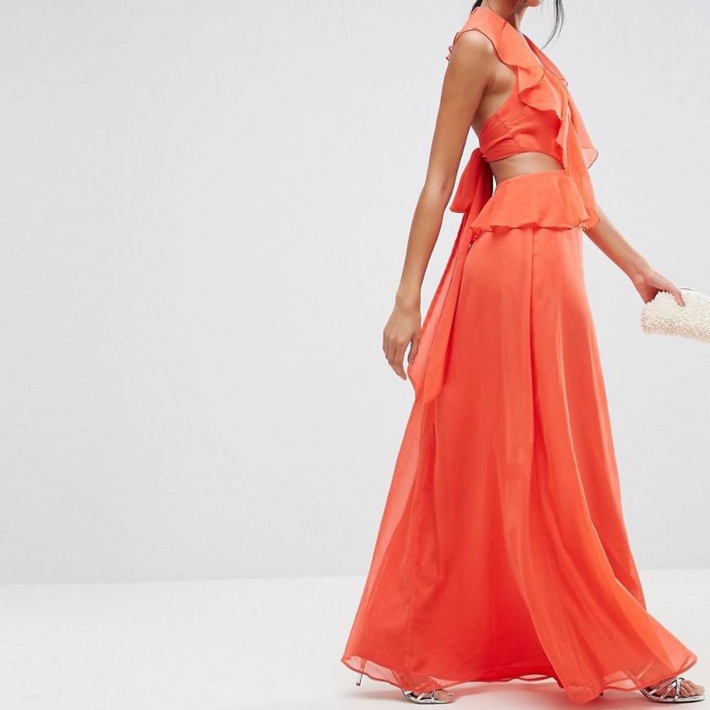 ASOS Orange Maxi Dress - NWT - Size US4 - Picture 4 of 5